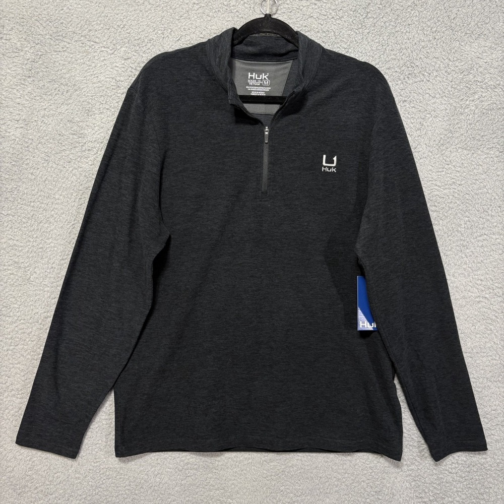 Huk Leeward Lightweight Fleece 1/4 Zip Men's Sweatshirt Black Medium